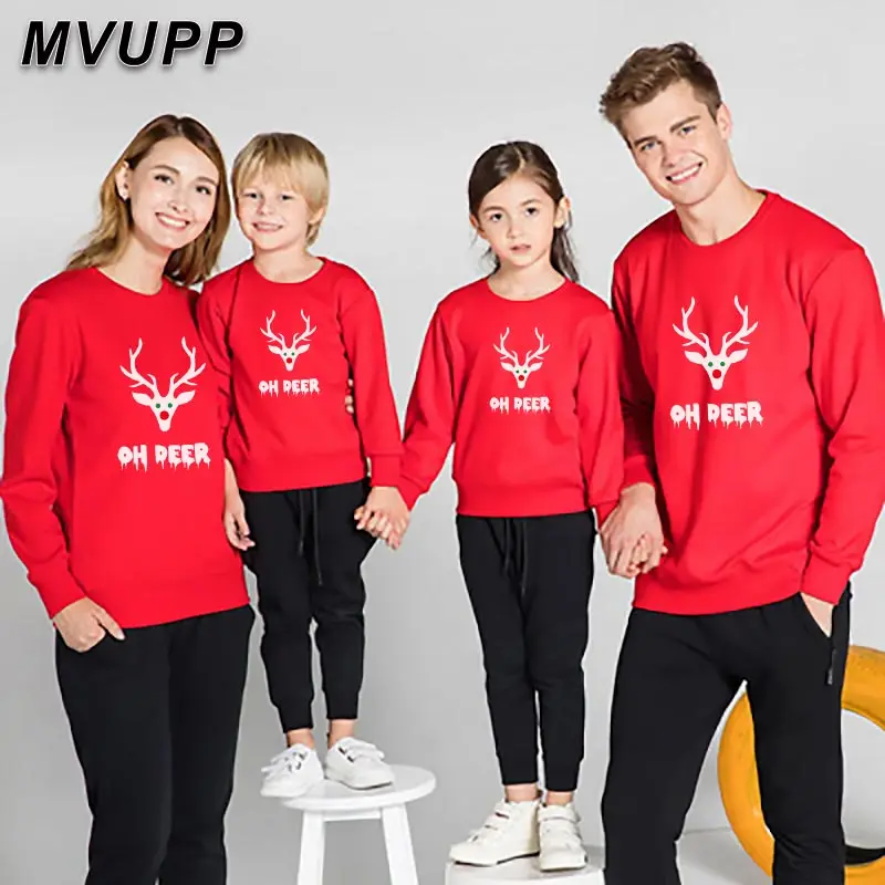 MVUPP oh Deer Рождественская Толстовка Одинаковая одежда для мамы и дочки, папы и сына одежда для мамы и меня одежда для всей семьи