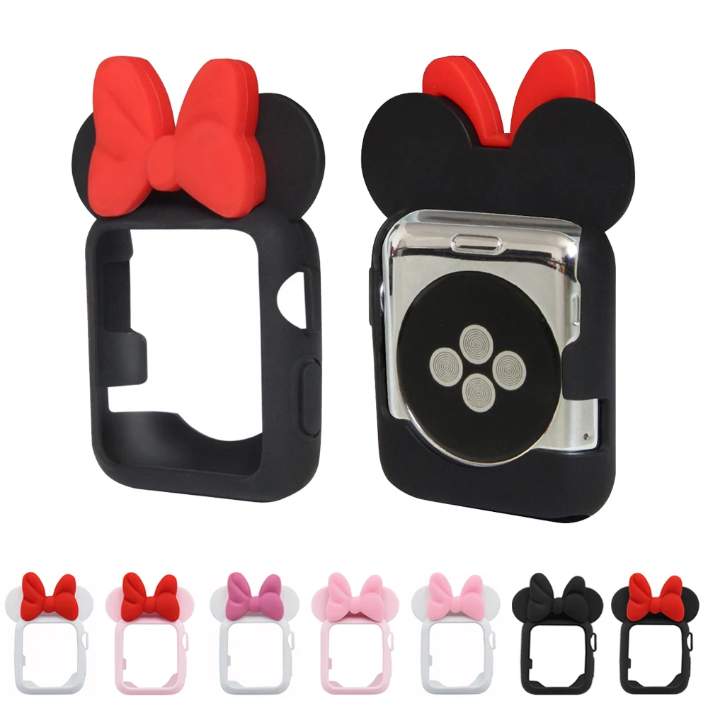 

Cartoon Soft Silicone TPU Protective Case For Apple Watch Case 4 44mm 40mm Minnie bow Case For Apple Watch iWatch 3 2 1 38/ 42mm