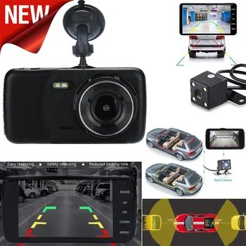 

4’’ LCD Touch Screen 1080P Car DVR stream media Dash camera Dual Lens Video Recorder Rearview mirror 1080p Rear camera #g3