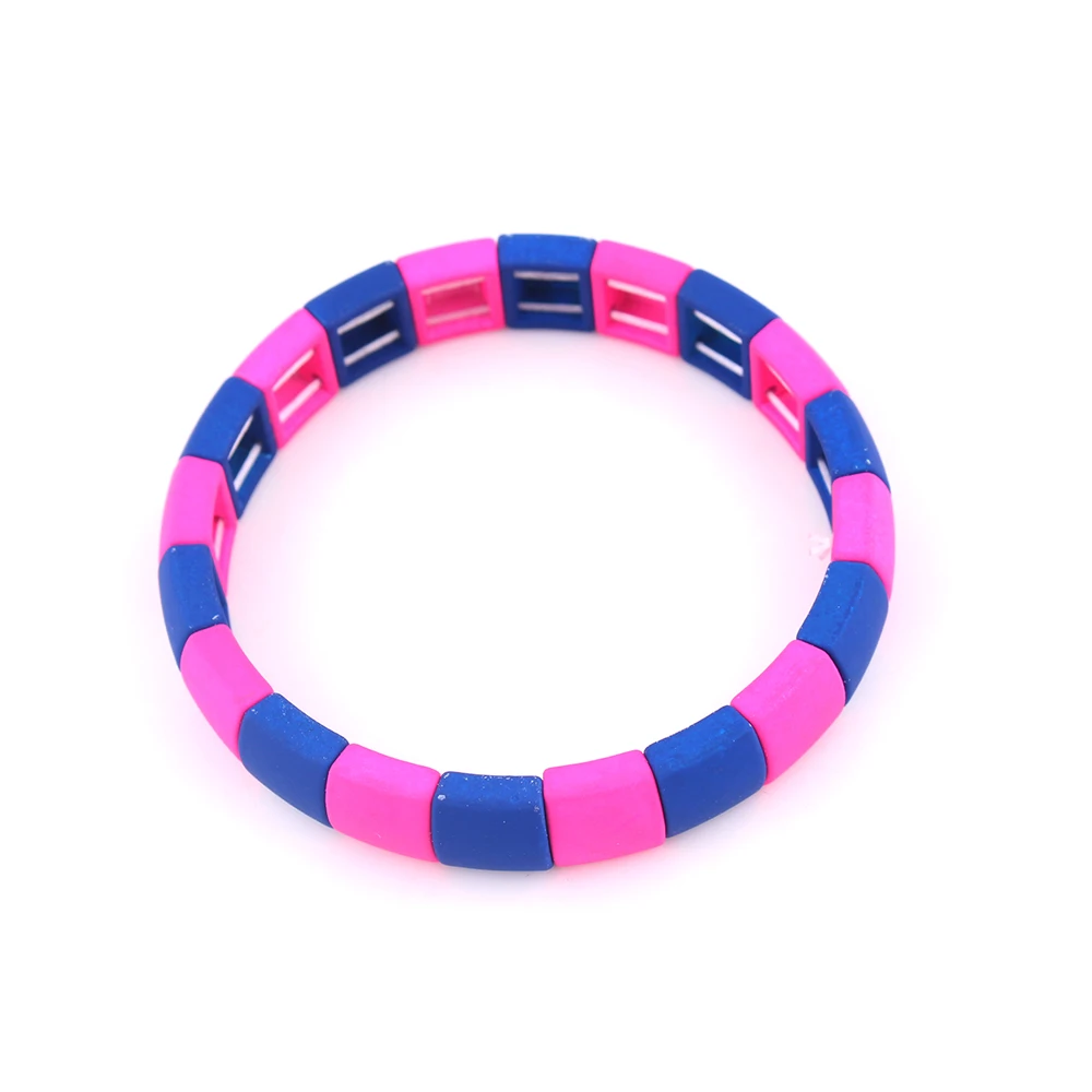 colour 12 TL015 модный Радужный эмалированный Браслет-манжета из сплава богемный ручной работы из бисера стрейч женский окрашенный браслет ювелирные изделия - Окраска металла: colour 12