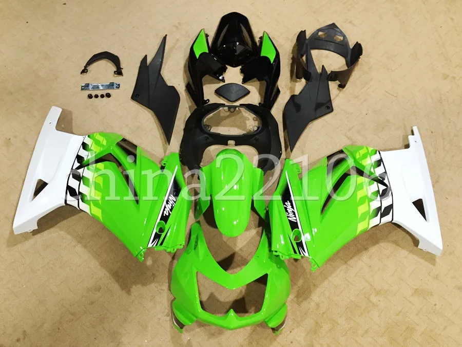 ABS Обтекатели комплект подходит для Kawasaki Ninja 250 EX250 ZXR250 2008- 08 09 10 11 12 13 14(литьевая форма) белый зеленый холодный