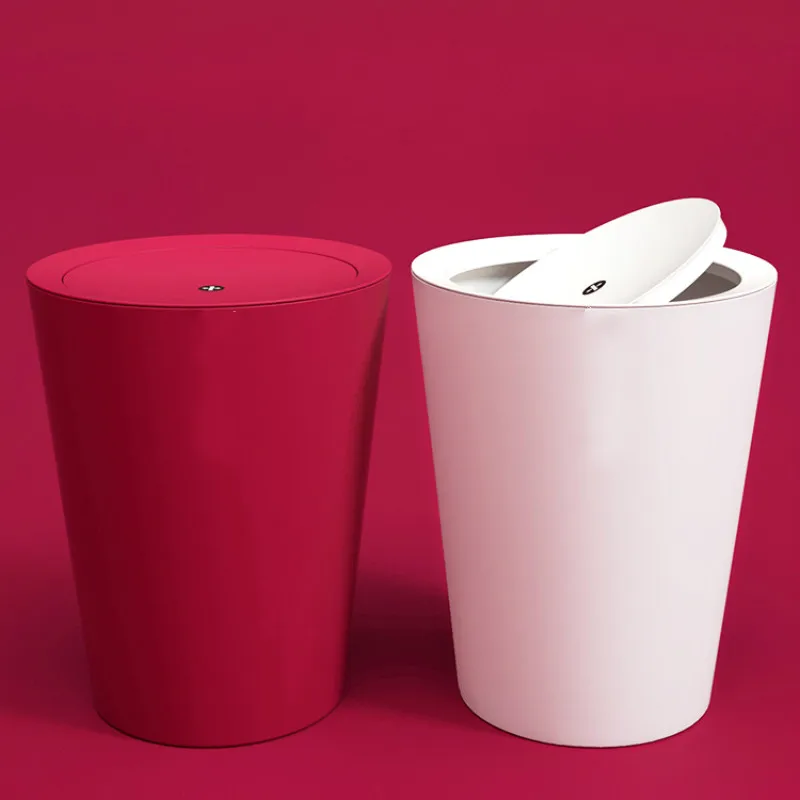 

Nordic Style Home Shake Cover-Style Trash Can Creative with Cover Toilet Living Room and Toilet Simple Flip Paper Basket Large