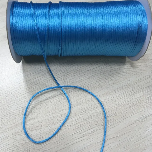 2MM  Chinese Knot Line Cord Silk Satin Nylon Cord 35colors for DIY String Necklace Bracelets 20meters Lot Blue 365