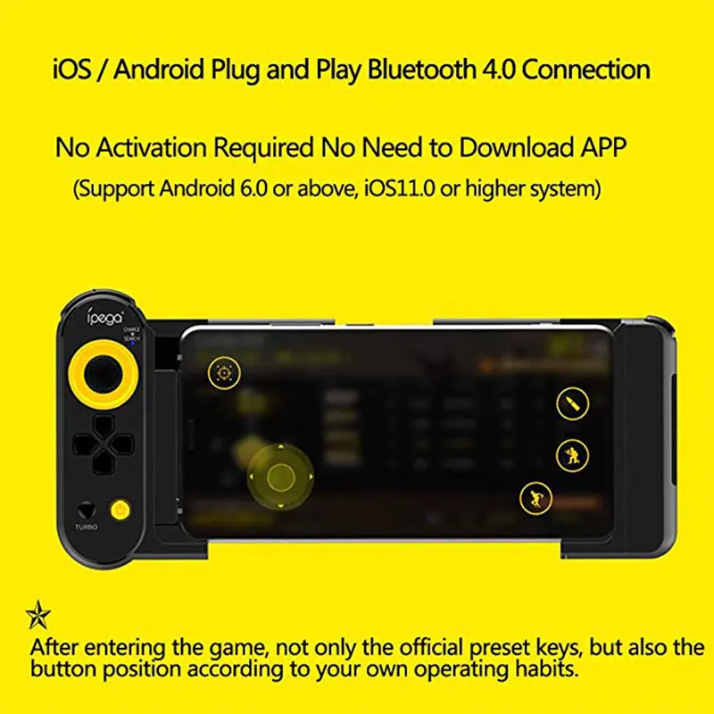  Portable Stretch Mobile Game Controller Wireless Bluetooth 4.0 Gamepad Joystick for PUBG IOS/Androi