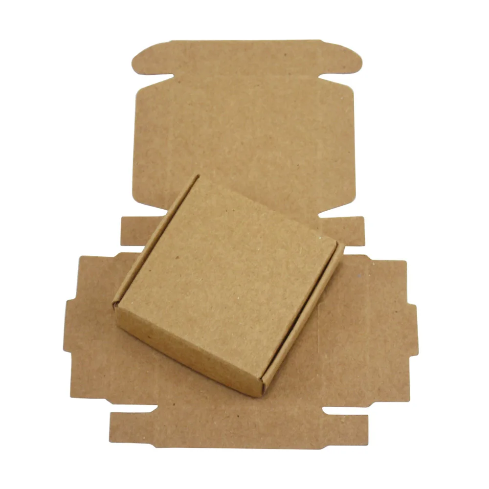 

5.5x5.5x2.5cm 50pcs/lot Brown Kraft Paper Boxes DIY Gift Package Box Foldable Papercard Boxes For Christmas Wedding Decoration