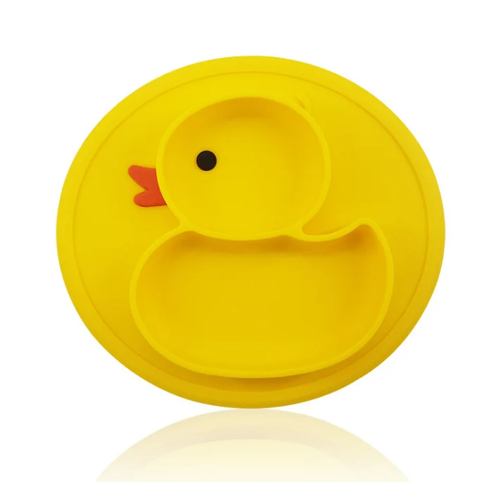duck yellow Настольный коврик, Детские утки, поросенок, силиконовая тарелка, всасывающий поднос, противоскользящий мини-коврик, детский поднос для еды, фруктов - Цвет: duck yellow