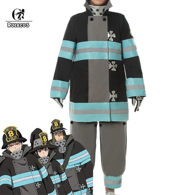 ROLECOS Fire Force Anime Cosplay Costume - Enen No Shouboutai Shinra Cosplay Hat - Tamaki Arthur Men's Firefighter Uniform image 2