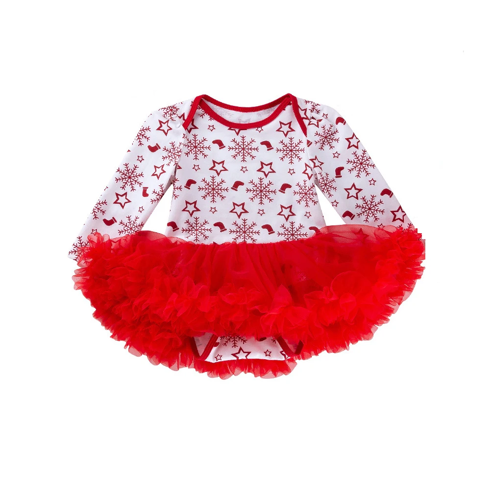 Babies Christmas Ruffle Dress Newborn Baby Girls Cute Tutu Party Outfit Costume Xmas Clothes Christmas Baby Dress Romper