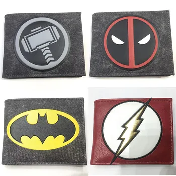 

comics cartoon wallet super hero Thor Deadpool Batman The Flash wallets quality leather purse for men women card holder slot