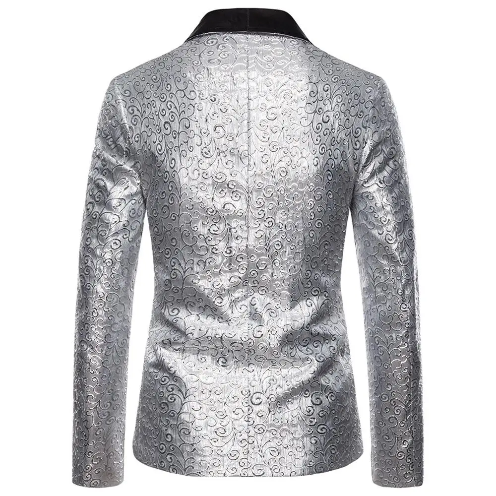 Men's Autumn Floral Jacquard Suit Jacket 2019 Fashion Shawl Collar Blazer Men Party Wedding Prom Blazer Male Stage Singer Clothe Men's Autumn Floral Jacquard Suit Jacket 2019 Fashion Shawl Collar Blazer Men Party Wedding Prom Blazer Male Stage Singer Clothe