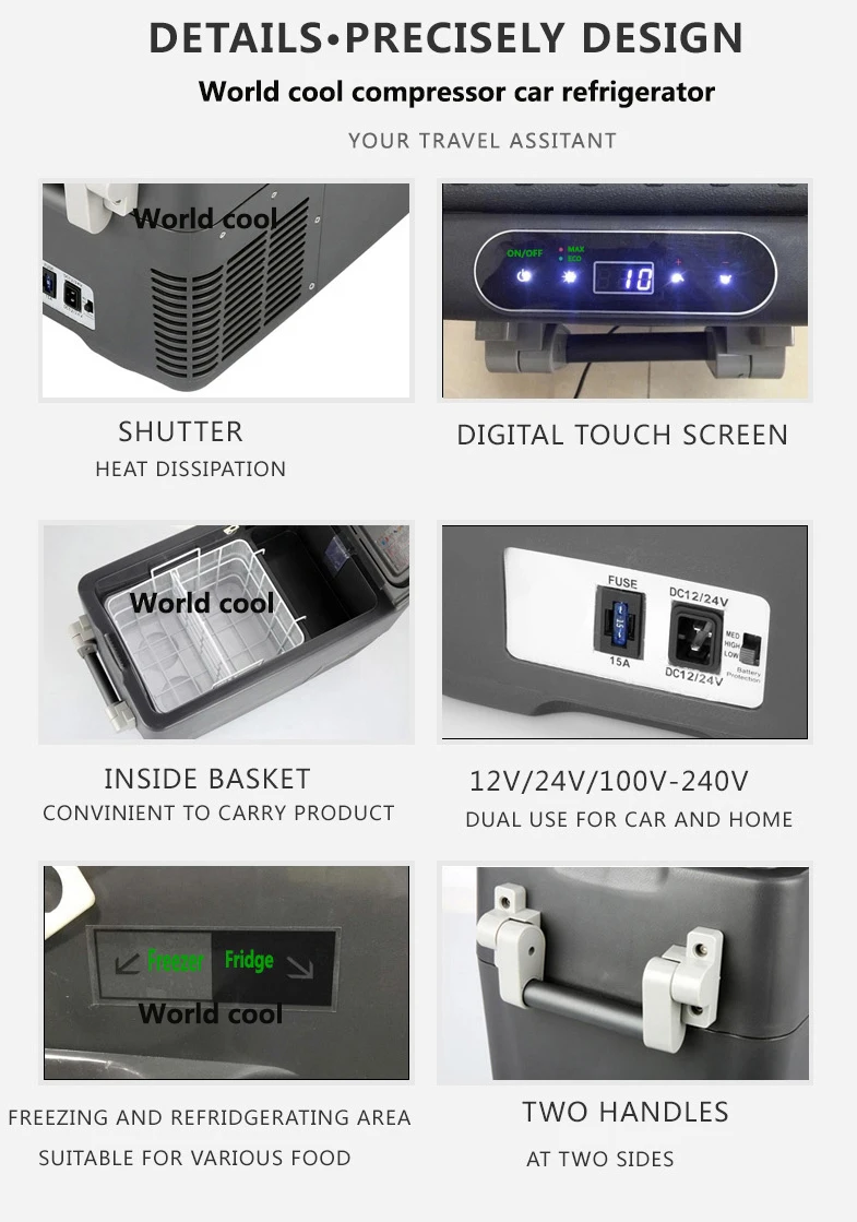 Mini Refrigerator Camping Refrigerator 50L AC DC12/24V Compressor Camping Picnic Outdoor Portable Car Refrigerator Deep Freezer Cooler Box Mini Fridge Traval Home Use