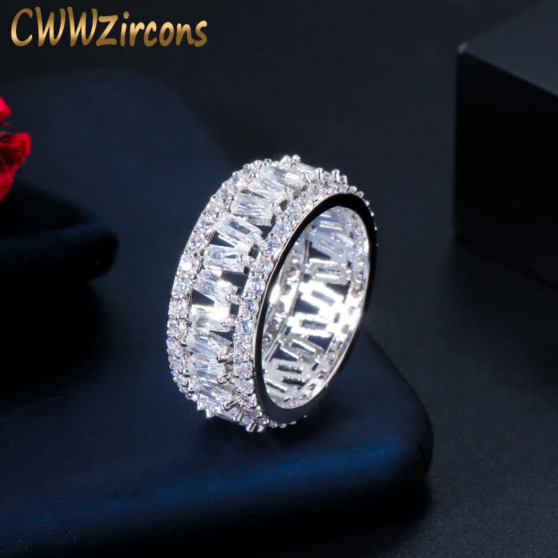 CWWZircons модное Сверкающее белое багет с фианитом элегантные женские круглые