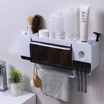 

Toothbrush Holder Case Automatic Toothpaste Dispenser Squeezer Bathroom Storage Box Bathroom Accessories Sets