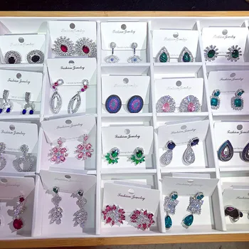 

30 Pairs/lot top quality fashion women earring lot wholesale luxury zircon women wedding earring jewelry lot 201104-137
