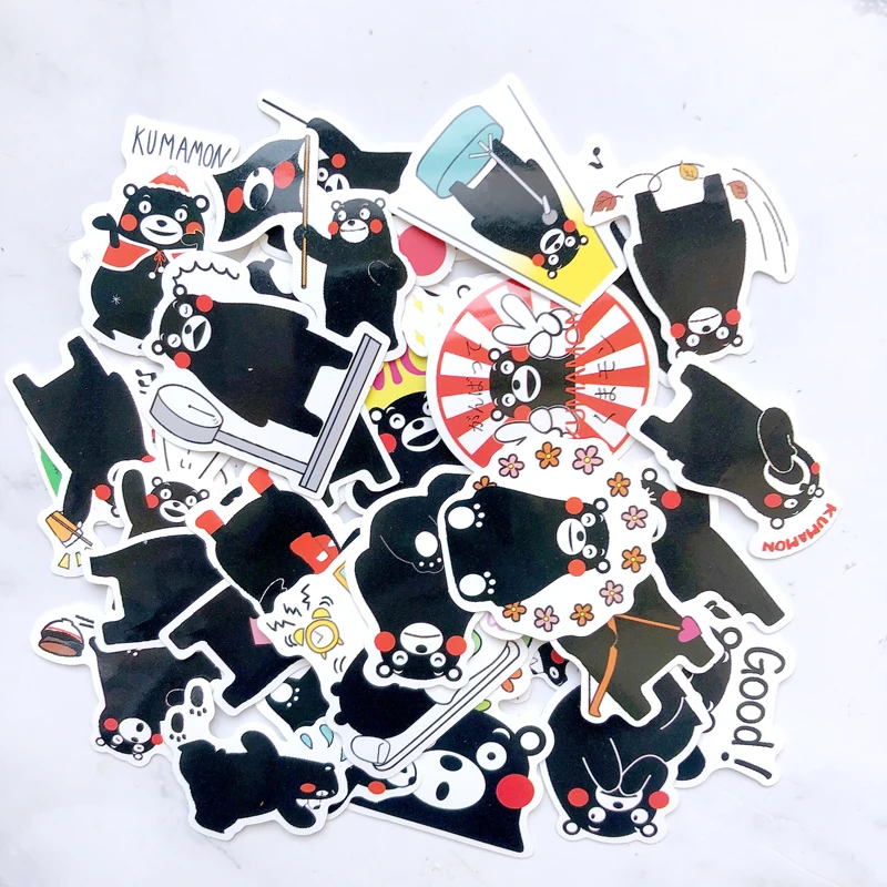 36 шт. DIY милые Kawaii японские Kumamon наклейки s мультфильм Rilakkuma ПВХ черная наклейка с медведем пакет украшения дома фотоальбом