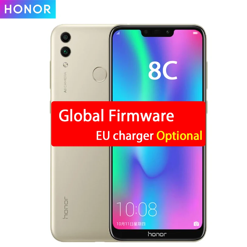 

Global ROM Honor 8C 4GB RAM 32GB ROM6.26inch screen Snapdragon 632 Octa Core Dual Rear Camera 13.0MP add 2.0MP
