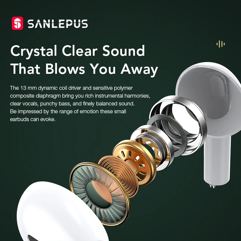 SANLEPUS TWS Earphones Bluetooth Wireless Headphones Sport Headset HiFi Stereo Gaming Earbuds For iPhone Android Xiaomi Honor