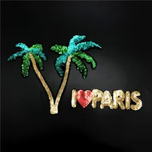 Горячая Распродажа, блестки, мультяшная Кокосовая ткань с буквенным логотипом, нашивка с вышивкой, аксессуары для одежды, наклейка