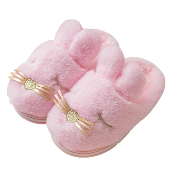 

New children's cotton slippers with cute cats, warm and comfortable in winter cartoon indoor non-slip children's baby shoes