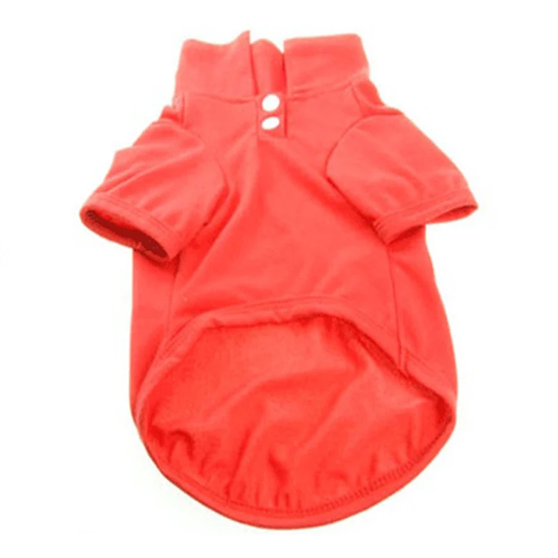 1 шт., одноцветная теплая рубашка для собак, модная одежда для щенка, жилет для собаки, рубашка поло, наряд для маленьких собачьи продукты Домашние животные - Цвет: Красный