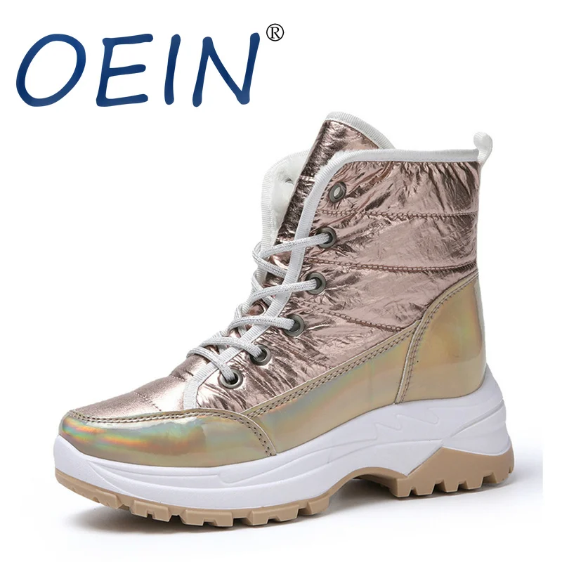 Теплые зимние сапоги OEIN женские на платформе с металлическим украшением и