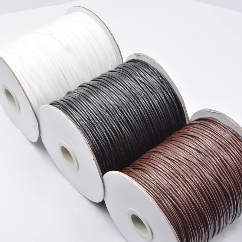 Cordón de algodón encerado para fabricación de joyas, correa de cuerda de 0,5/0,8/1,0/1,2/1,5/2,0/2,5/3,0mm, color negro, marrón y blanco, 10 m/lote
