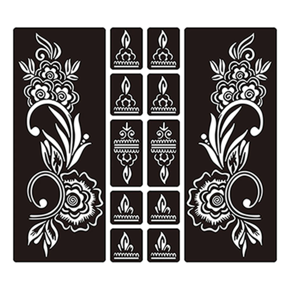 Henna Tattoo Stencils Temporary Tattoo Stencil Henna Hollow Drawing Template Tattoo Fashion Design For Hand Arm Leg Body Art Template Woman Girl Kids