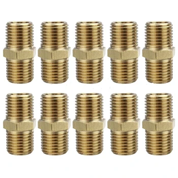 

10 Pcs 1/4PT 1/4NPT Air Line Hose Fittings 2 Headed Screws Connector Adapter