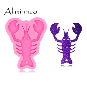 

DY0540 Shiny Glossy Lobster Keychain mold UV Resin Liquid Silicone Mould Craft For DIY Necklace Charms Making Jewelry