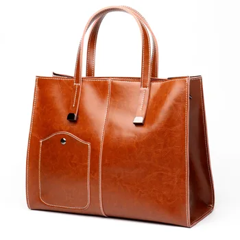 

2020 Concise Single Shoulder Span Woman Wax Oil Handbag