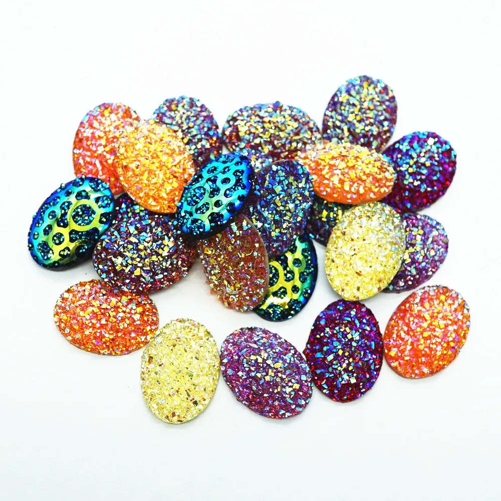 

50PCS/lot oval 13mmx18mm Natural ore Style Flat Back Resin Cabochons Cameo for Make Bracelet Necklace Women Earring Supply