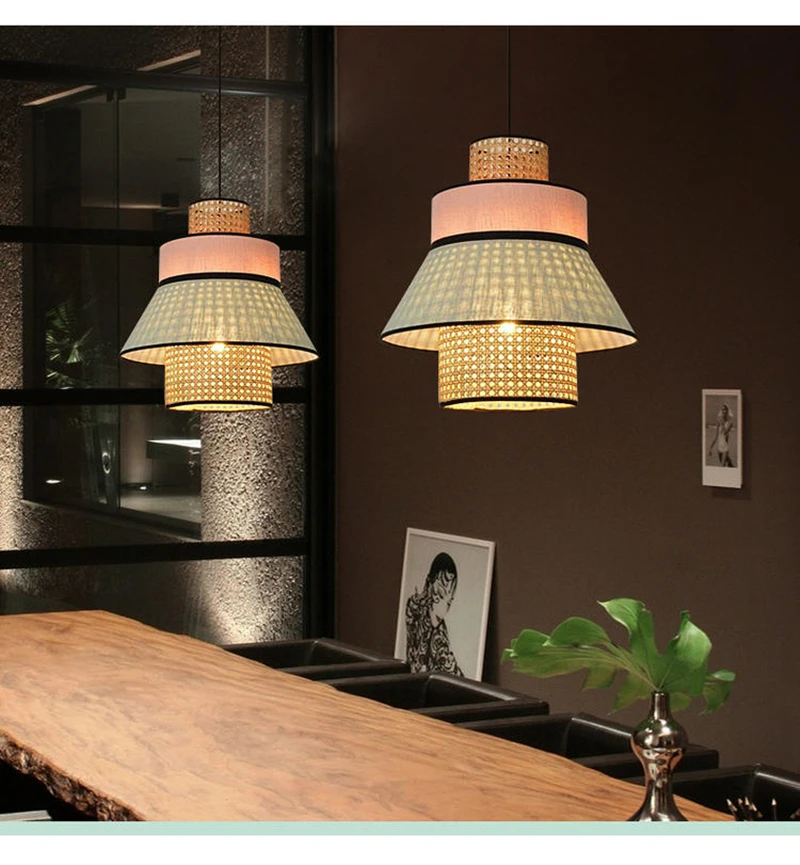Nordic Bamboo Pendant Lights E27 New Pendant Lamps for Dining Living Room Kitchen Office Shop Bar Cafe Long Wood Hanging Lamp