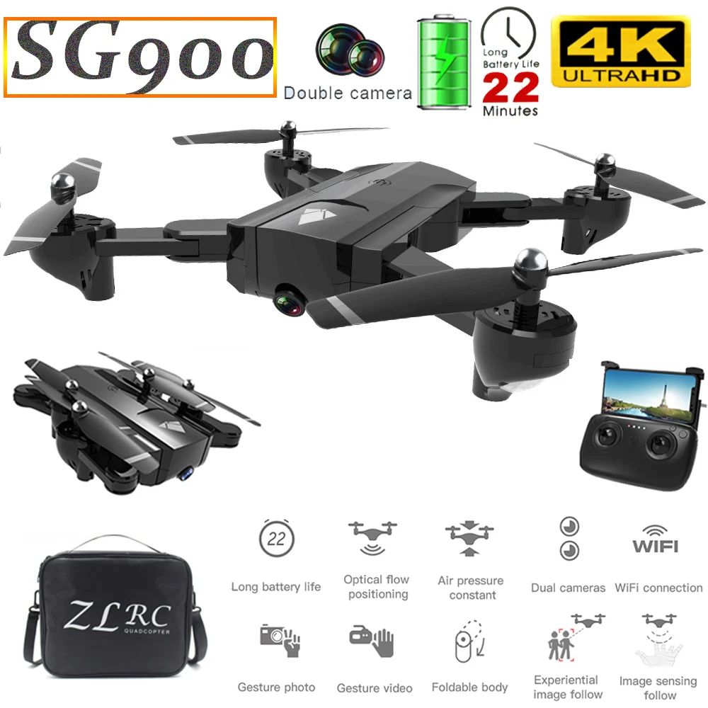 

SG900 Mini Drone with Camera 4K 22mins Flight Time Optical Flow Positioning Gesture Photo Video Image Follow RC Quadcopter Drone