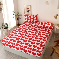 Double Bed Sheet Set With Elastic Band Polyester Fitted Sheet For Rectangular Mattress Printed Non-slip Mattress Cover Bedding 2