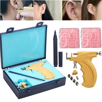 

3mm/4mm/5mm Professional Ear Stud Earring Piercing Machine Tools Kit Body Piercing Free Studs Set 2019 New