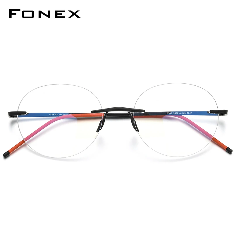 

FONEX Pure Titanium Glasses Women 2020 New Men Rimless Prescription Round Eyeglasses Frames Myopia Optical Eyewear 8536