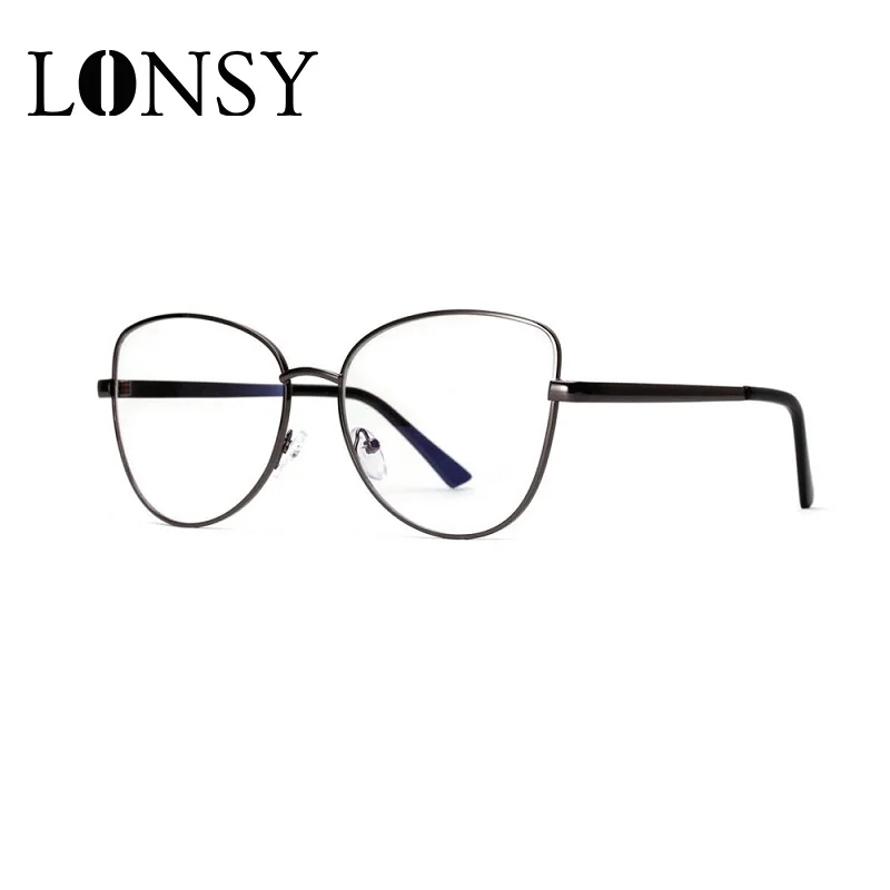 Женские очки кошачий глаз LONSY брендовые дизайнерские в стиле ретро с синей