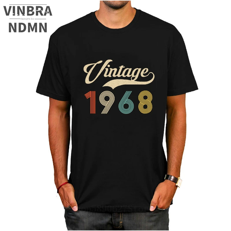New Retro Tops Vintage 1968 T shirt Father Wonderful birthday gift Idea Tee Born in Classical Birth Year T-shirt | Мужская одежда