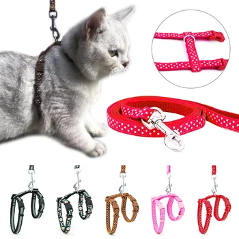 

Cat Dog Collar Leash Adjustable Nylon Pet Traction Cat Kitten Halter Collar Cats Products Reflective Pet Belt