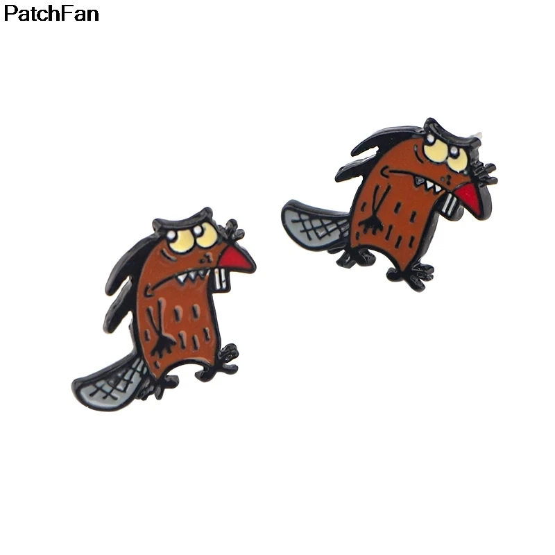 12 пара/лот, Angry beaverl, очаровательные Мультяшные сережки, эмаль, шарм, креативные вечерние, для женщин, сувенир, подарок, ювелирное изделие A2580