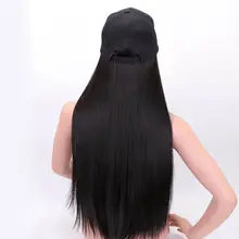 Женские длинные прямые парики синтетические волосы для наращивания с бейсбольной кепкой LX9E