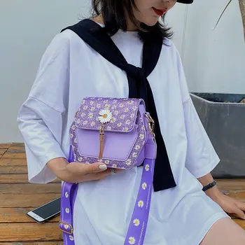 

Fashion Women Shoulder Bags Luxury Pu Leather Flower Printing Flap Crossbody Bag For Girls Messenger Bag 2020New Designer Hanbag