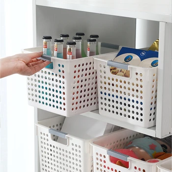 

1piece Desktop storage basket plastic hollow storage basket kitchen snack storage box rectangular Bathroom Bath Basket
