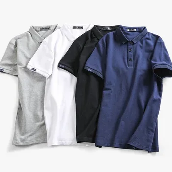 

2019summer Casual Polo Shirt Men Fashion Short Sleeve Shirt Cotton Polos Para Hombre Solid Color Lapel Button Masculina Camisa