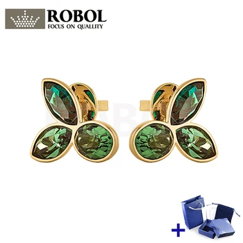 

High Quality Original SWA Earrings with Original Engraving BAMBOO STUD PIERCED EARRINGS Box Set Woman Jewelry Gift Free Shipping