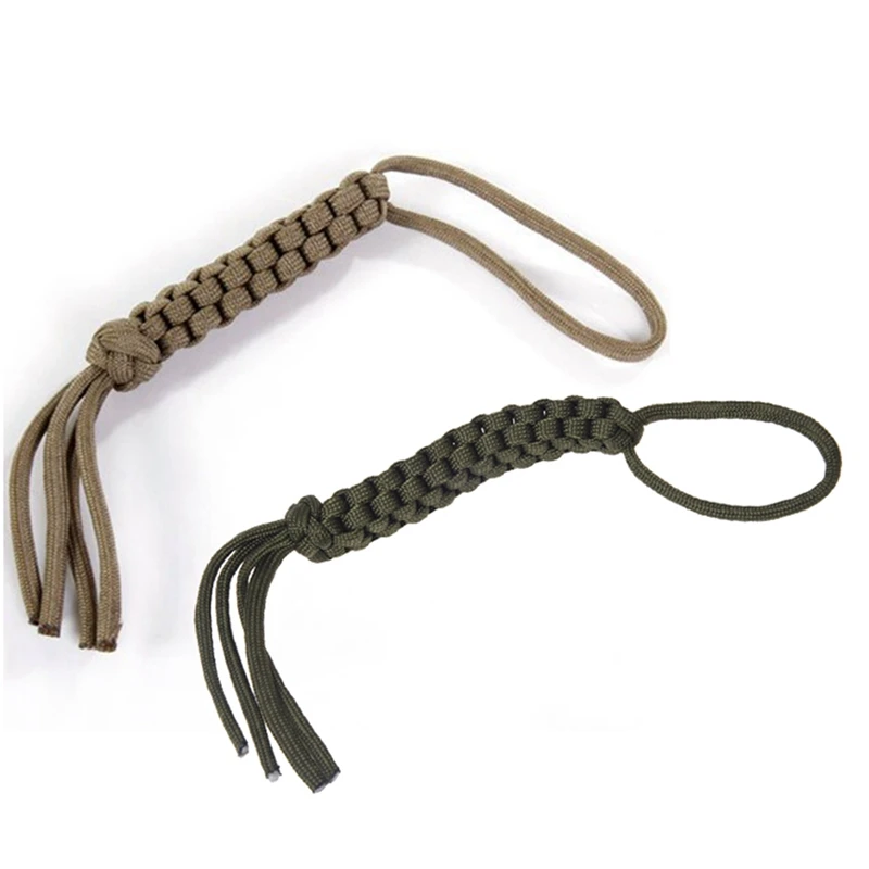 

2Pcs Paracord Square Weave Knife/Ffashlights/Keys/Usb Drives Lanyard - Khaki & Army Green