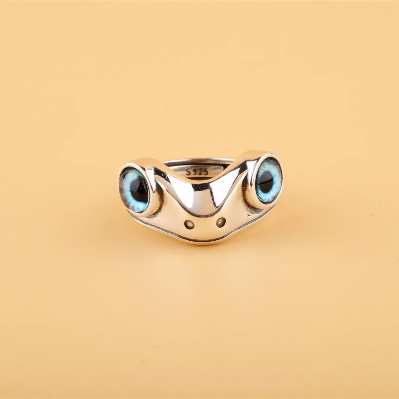 S925 anillo de apertura de plata esterlina, moda retro, anillo de rana viva Linda AliExpress Joyería y