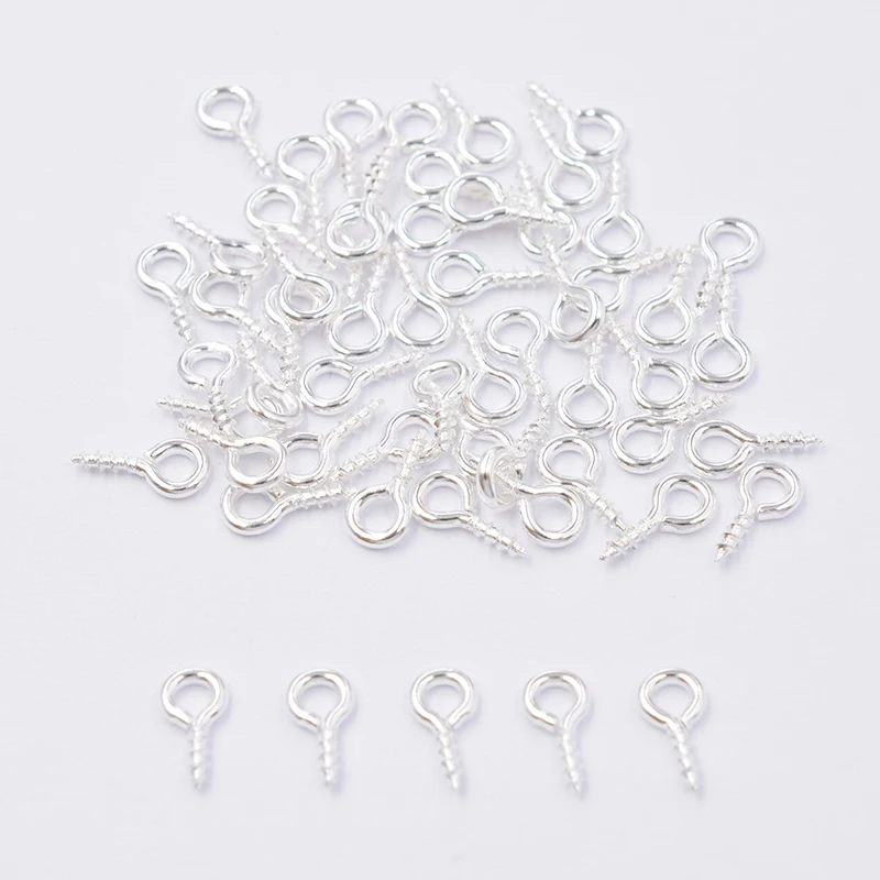 200pcs Mixed 6 Colors 4*8mm Small Tiny Mini Eye Pins Eyepins Hooks Eyelets Screw Threaded Clasps Hooks BeadsFor Jewelry Making