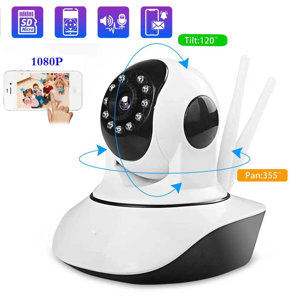 

GEEKDE 1080P Wifi IP Camera Dual Antenna WiFi Camera Audio Record 360 degrees 1MP 2MP Smart Life Night Vision CCTV Surveill