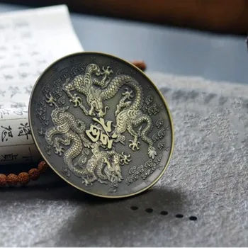 

Furnace Incense Base Incense Stick Red Bronze Dragon Pattern Holder 12 Chinese Zodiac Censer Plate Candle Aromatherapy